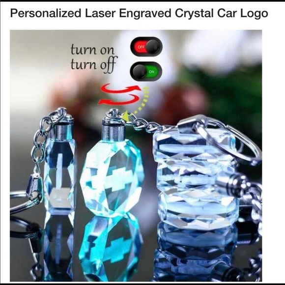 New Volkswagen Laser Engraved Crystal Car Logo Key Chain - Picture 2 of 8